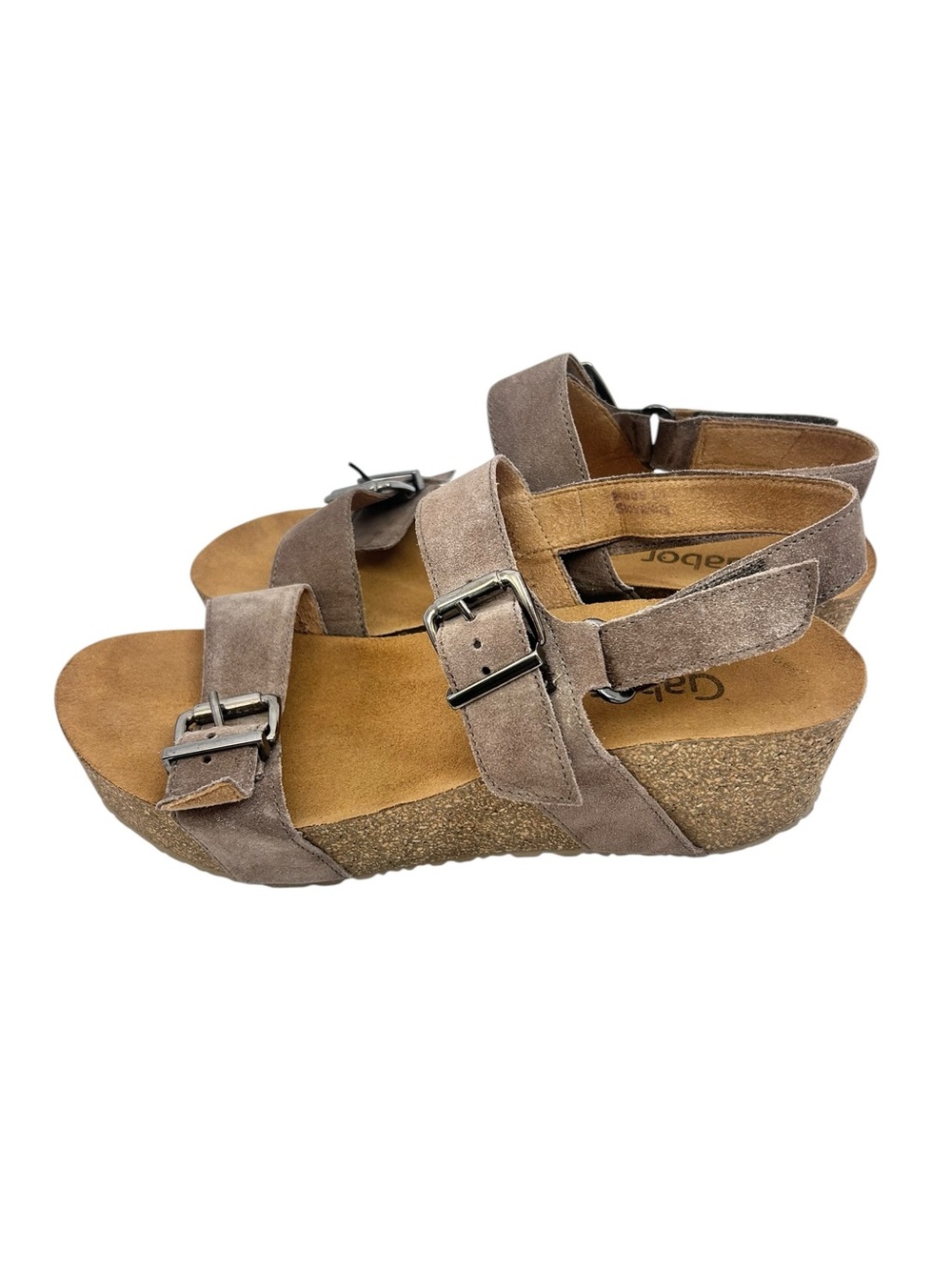 Gabor Torba Comfort Cork Wedge Sandal Buckle Straps Size UK 5.5 US 8 Taupe - Picture 5 of 12